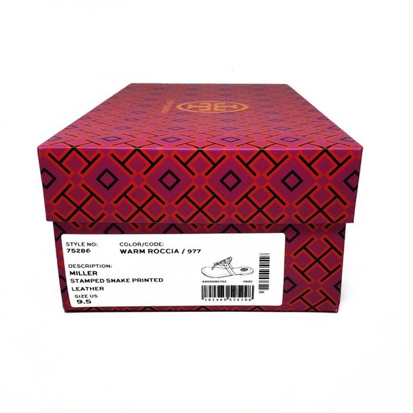 Tory Burch Embossed Leather Sandals in Warm Roccia - Picture 10 of 11